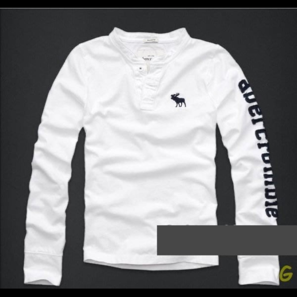 NWT Abercrombie kids a&f kids logo henley tee